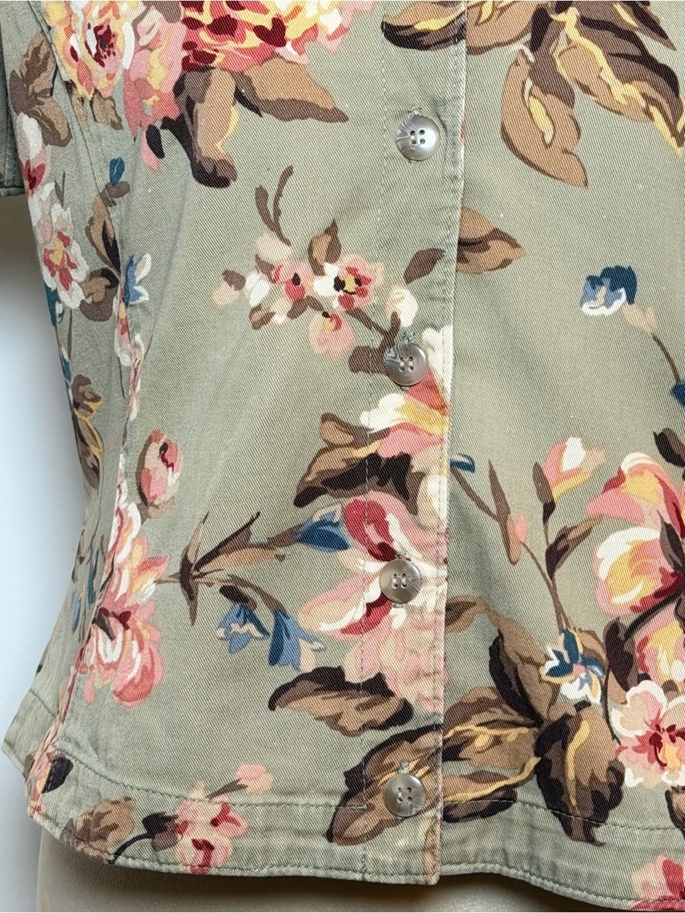 Vintage Willowbend Short Sleeve Floral Button Up Blouse Sage Green Cottagecore - Picture 3 of 9